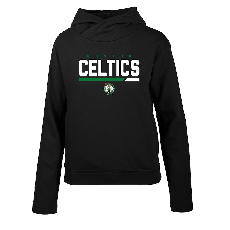 Women's Boston Celtics Levelwear Black Evian Cut Off Pullover Hoodie