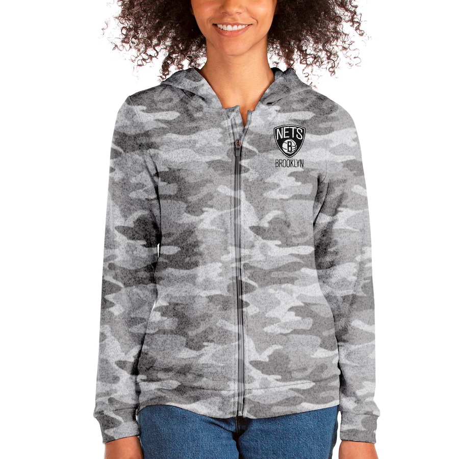 Women's Brooklyn Nets Antigua Camo Absolute Full-Zip Hoodie