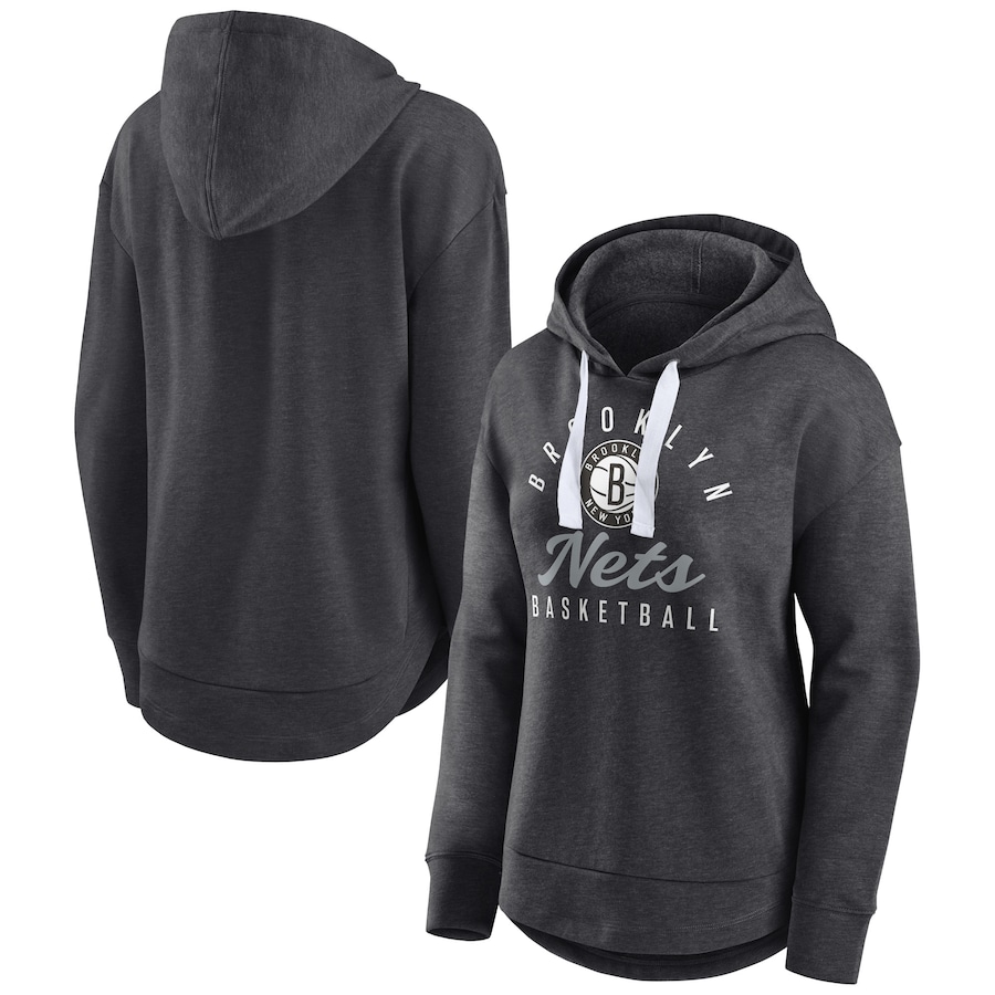 Women's Brooklyn Nets Heather Charcoal Iconic Distribution Pullover Hoodie
