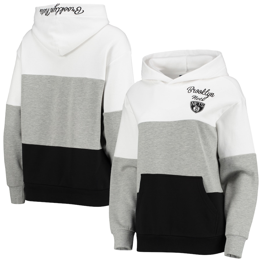 Women's Brooklyn Nets G-III 4Her by Carl Banks Gray/White Assist Colorblock Pullover Hoodie