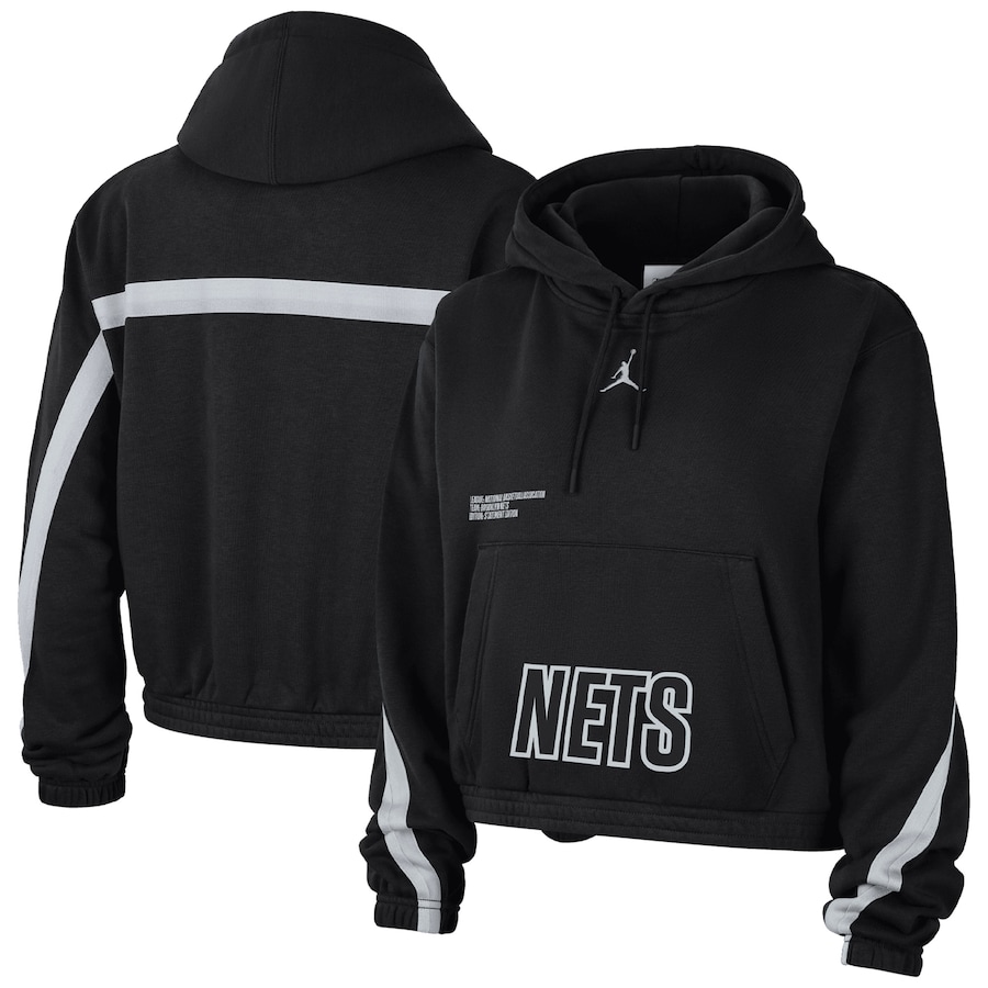 Women's Brooklyn Nets Jordan Brand Black Courtside Statement Edition Pullover Hoodie