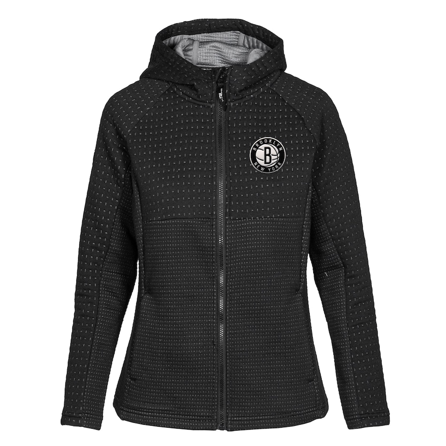 Women's Brooklyn Nets Levelwear Black Solstice Insignia Core Full-Zip Hoodie