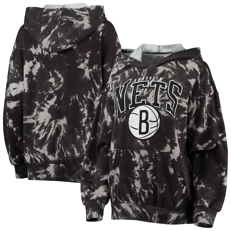 Women's Brooklyn Nets Majestic Threads Black Burble Tie-Dye Tri-Blend Pullover Hoodie Women's Brooklyn Nets Majestic Threads Black Burble Tie-Dye Tri-Blend Pullover Hoodie