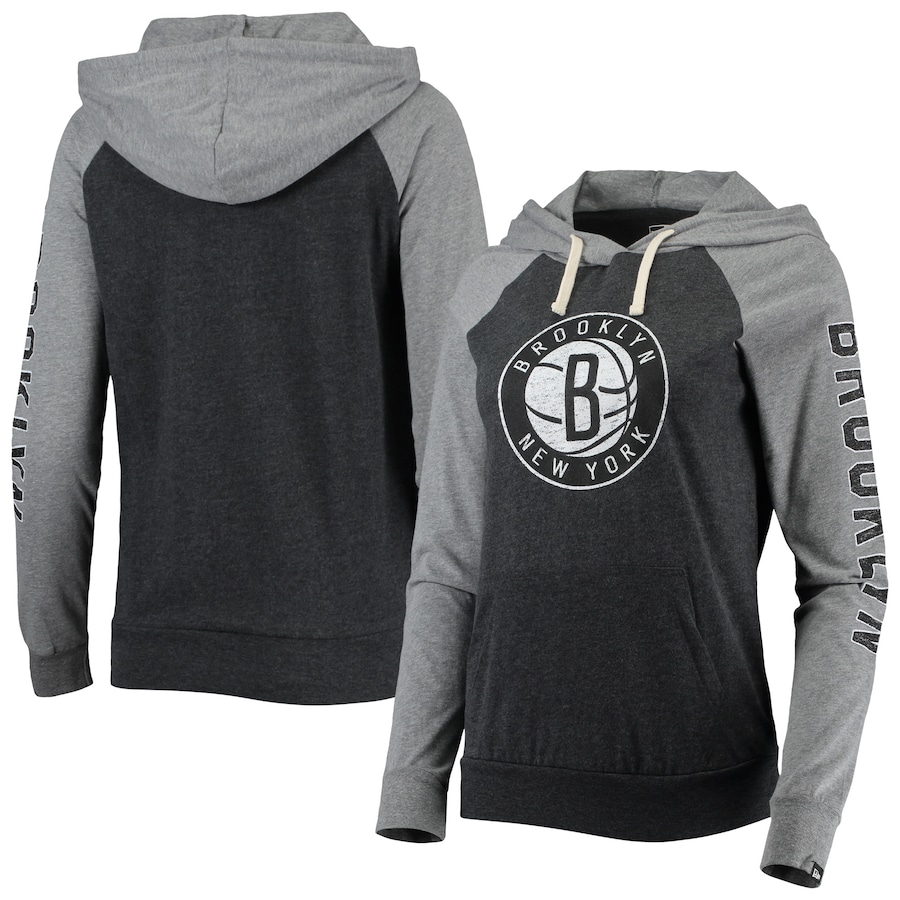 Women's Brooklyn Nets New Era Black Raglan Pullover Hoodie