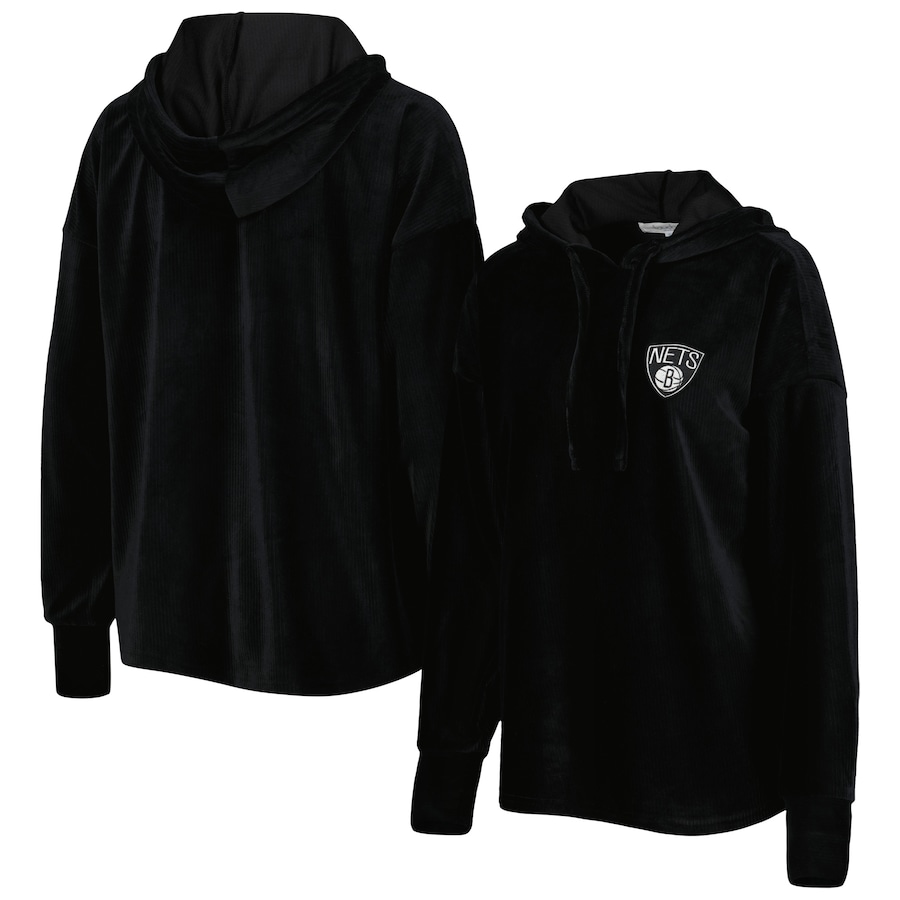 Women's Brooklyn Nets Touch Black End Line Velour Pullover Hoodie Women's Brooklyn Nets Touch Black End Line Velour Pullover Hoodie