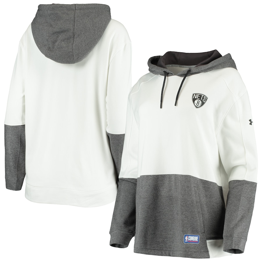 Women's Brooklyn Nets Under Armour White Combine Performance Pullover Hoodie