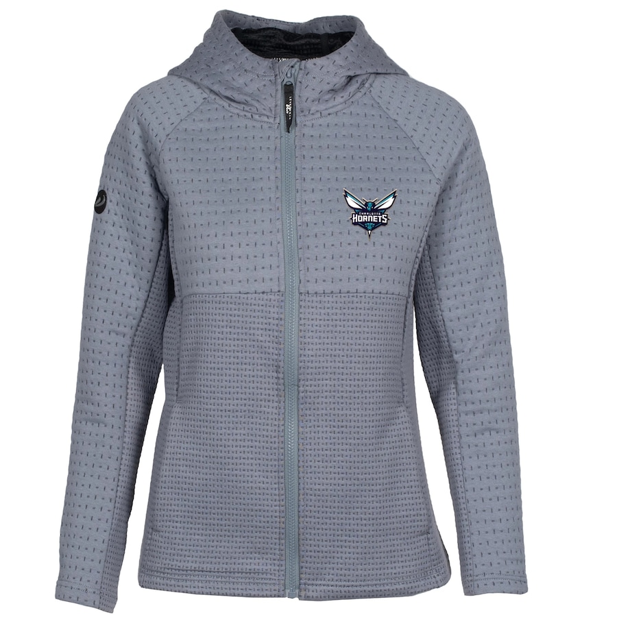 Women's Charlotte Hornets Levelwear Gray Solstice Insignia Core Full-Zip Hoodie Women's Charlotte Hornets Levelwear Gray Solstice Insignia Core Full-Zip Hoodie