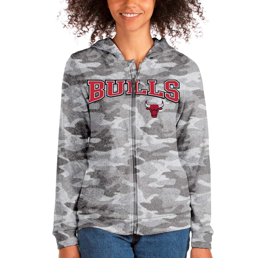 Women's Chicago Bulls Antigua Camo Team Absolute Full-Zip Hoodie Women's Chicago Bulls Antigua Camo Team Absolute Full-Zip Hoodie
