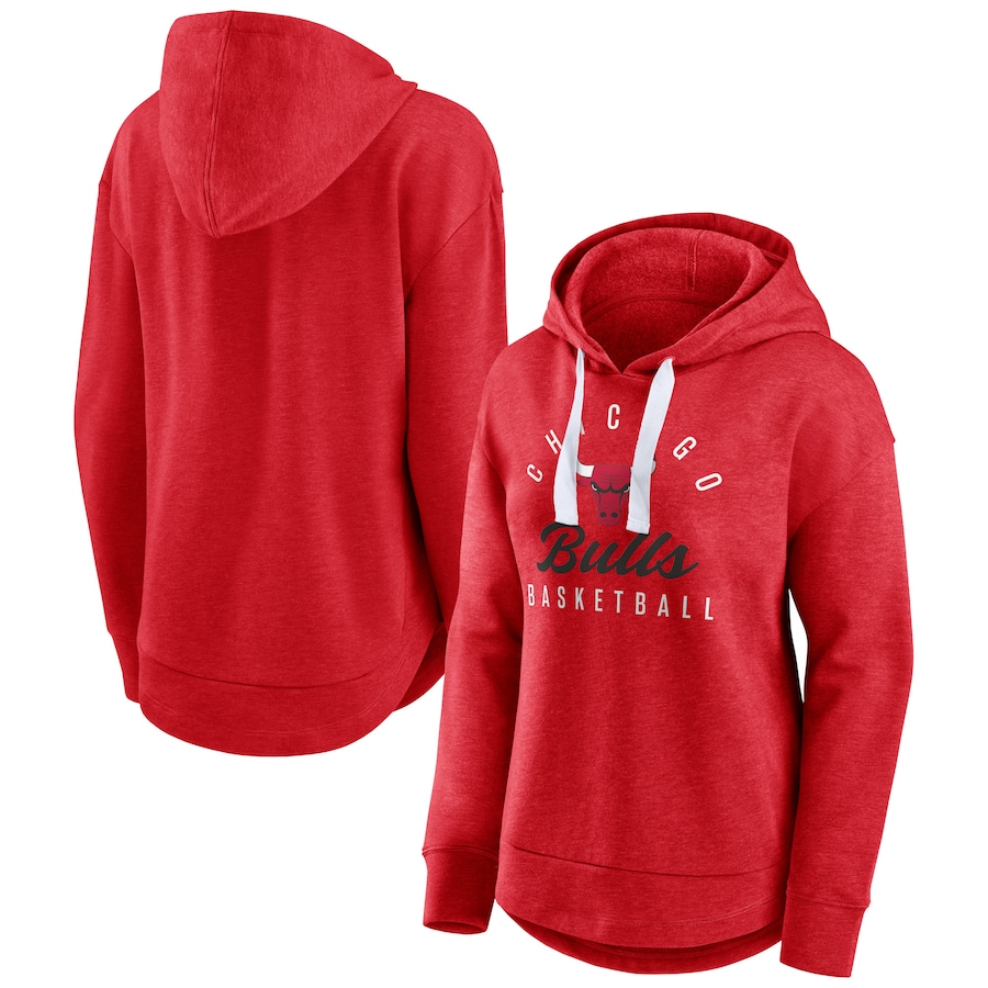 Women's Chicago Bulls Heather Red Iconic Distribution Pullover Hoodie