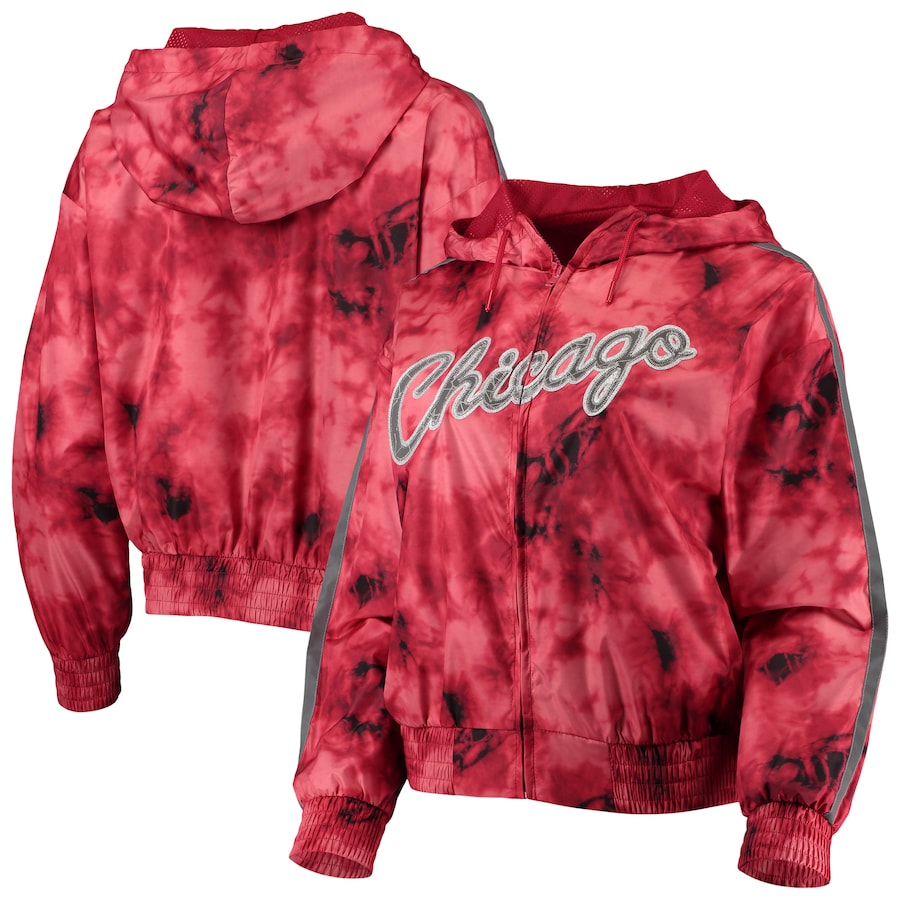 Women's Chicago Bulls Mitchell & Ness Red Galaxy Sublimated Windbreaker Pullover Full-Zip Hoodie Women's Chicago Bulls Mitchell & Ness Red Galaxy Sublimated Windbreaker Pullover Full-Zip Hoodie