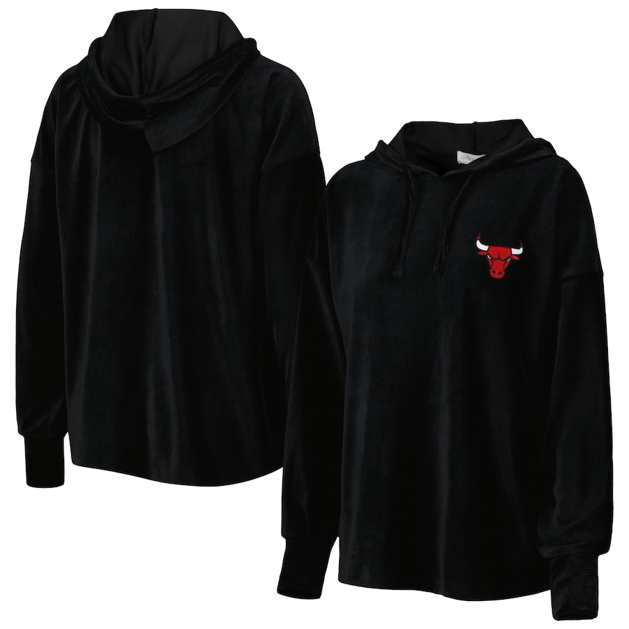 Women's Chicago Bulls Touch Black End Line Velour Pullover Hoodie Women's Chicago Bulls Touch Black End Line Velour Pullover Hoodie