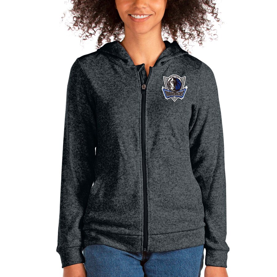 Women's Dallas Mavericks Antigua Heathered Charcoal Absolute Full-Zip Hoodie