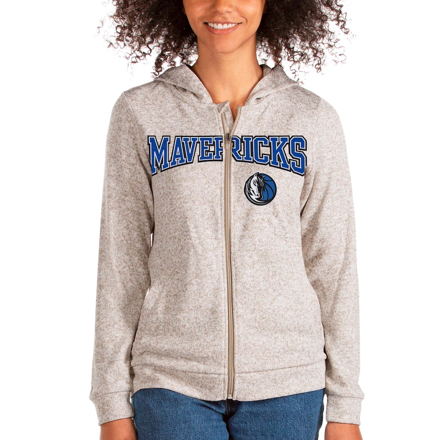 Women's Dallas Mavericks Antigua Oatmeal Team Absolute Full-Zip Hoodie Women's Dallas Mavericks Antigua Oatmeal Team Absolute Full-Zip Hoodie