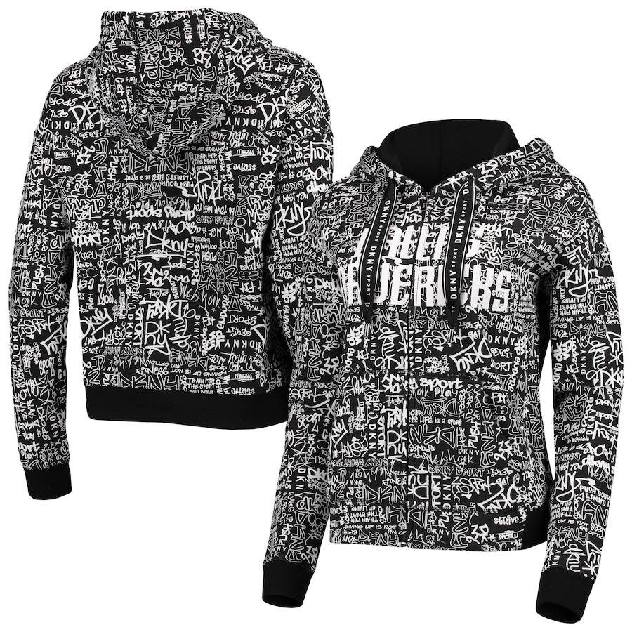 Women's Dallas Mavericks DKNY Sport Urban Black Full-Zip Hoodie Women's Dallas Mavericks DKNY Sport Urban Black Full-Zip Hoodie