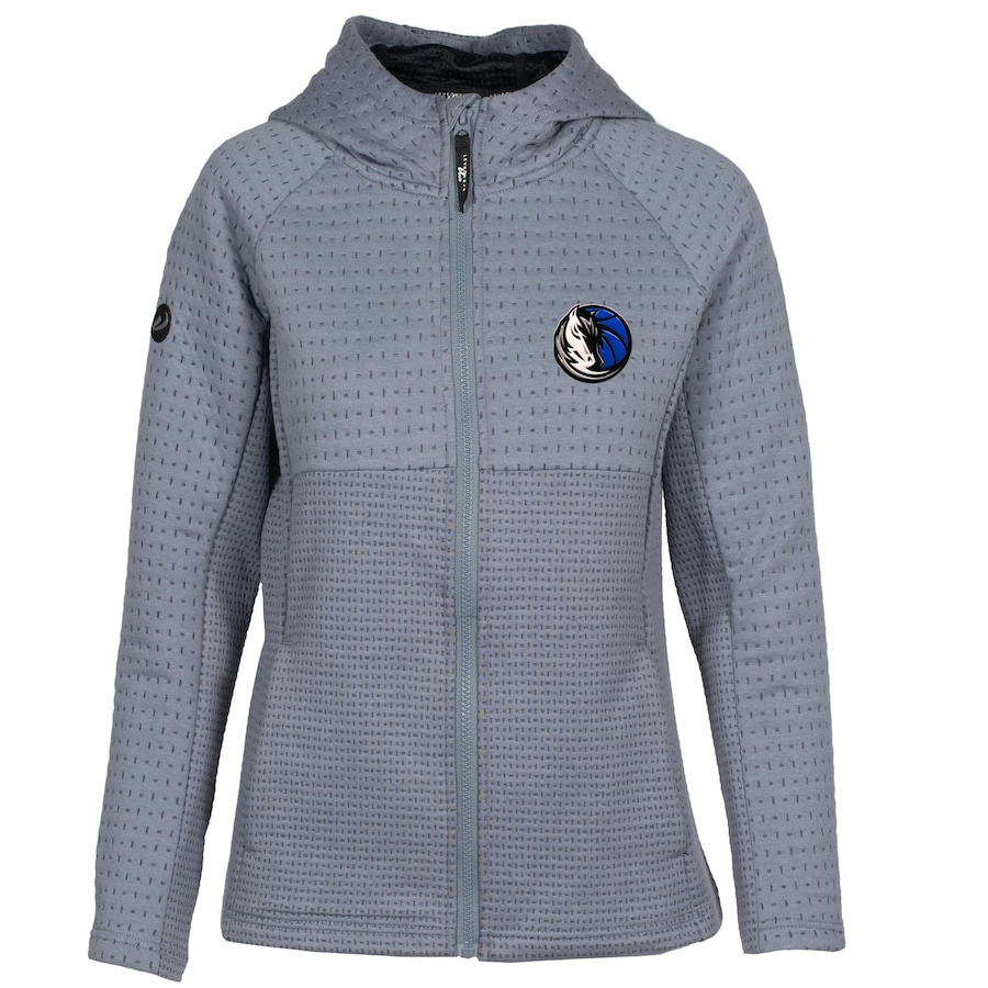 Women's Dallas Mavericks Levelwear Gray Solstice Insignia Core Full-Zip Hoodie