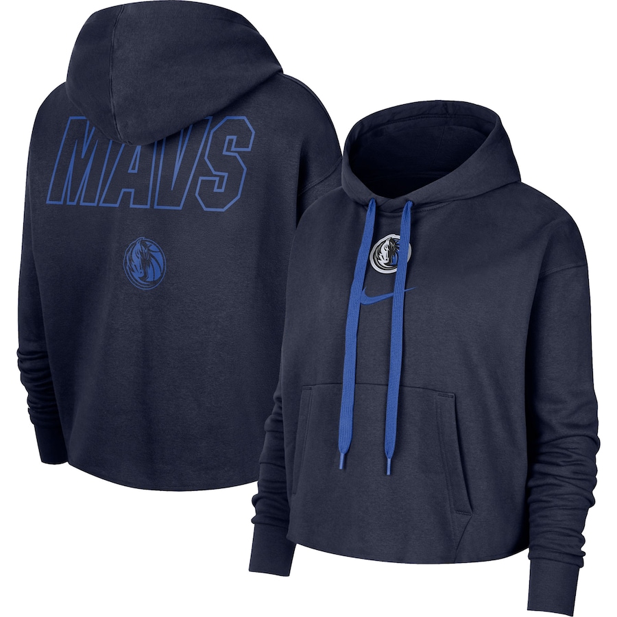 Women's Dallas Mavericks NBA Navy Courtside Cropped Pullover Hoodie Women's Dallas Mavericks NBA Navy Courtside Cropped Pullover Hoodie