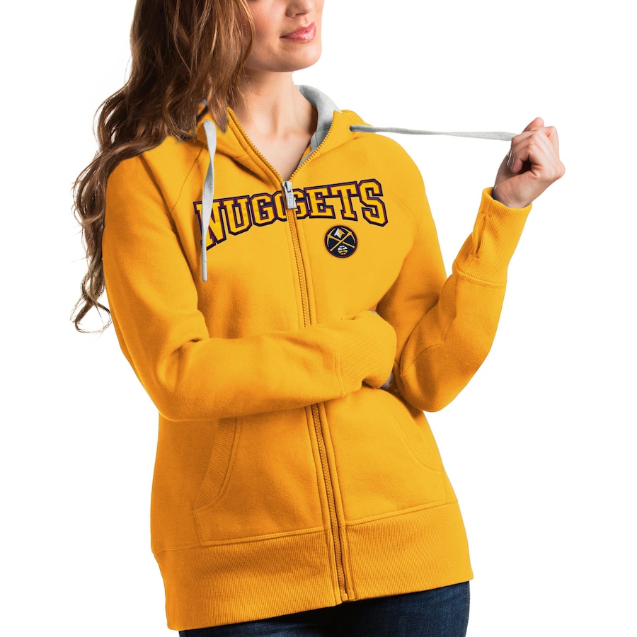 Women's Denver Nuggets Antigua Gold Team Victory Full-Zip Hoodie Women's Denver Nuggets Antigua Gold Team Victory Full-Zip Hoodie
