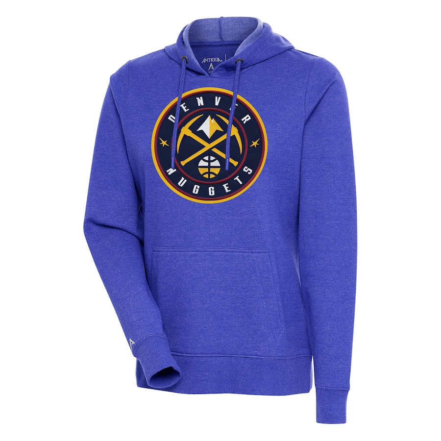 Women's Denver Nuggets Antigua Heather Blue Action Pullover Hoodie Women's Denver Nuggets Antigua Heather Blue Action Pullover Hoodie