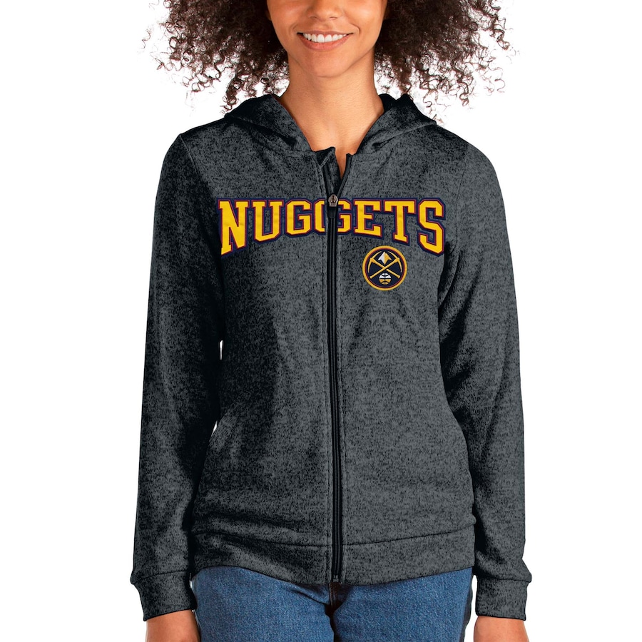 Women's Denver Nuggets Antigua Heathered Charcoal Team Absolute Full-Zip Hoodie Women's Denver Nuggets Antigua Heathered Charcoal Team Absolute Full-Zip Hoodie