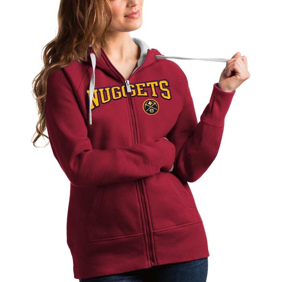 Women's Denver Nuggets Antigua Red Team Victory Full-Zip Hoodie Women's Denver Nuggets Antigua Red Team Victory Full-Zip Hoodie