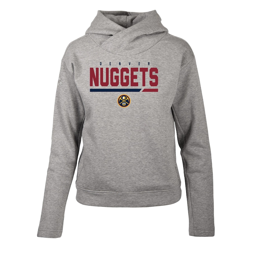 Women's Denver Nuggets Levelwear Heather Gray Evian Cut Off Pullover Hoodie