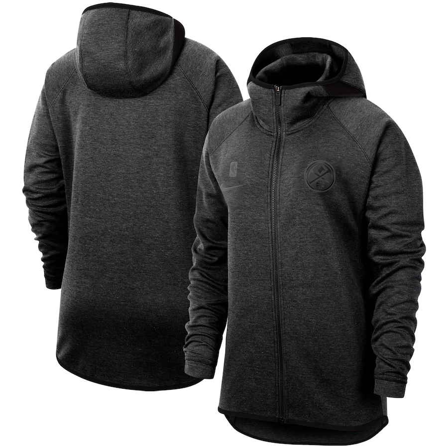 Women's Denver Nuggets NBA Heather Black Full-Zip Showtime Raglan Performance Hoodie Women's Denver Nuggets NBA Heather Black Full-Zip Showtime Raglan Performance Hoodie