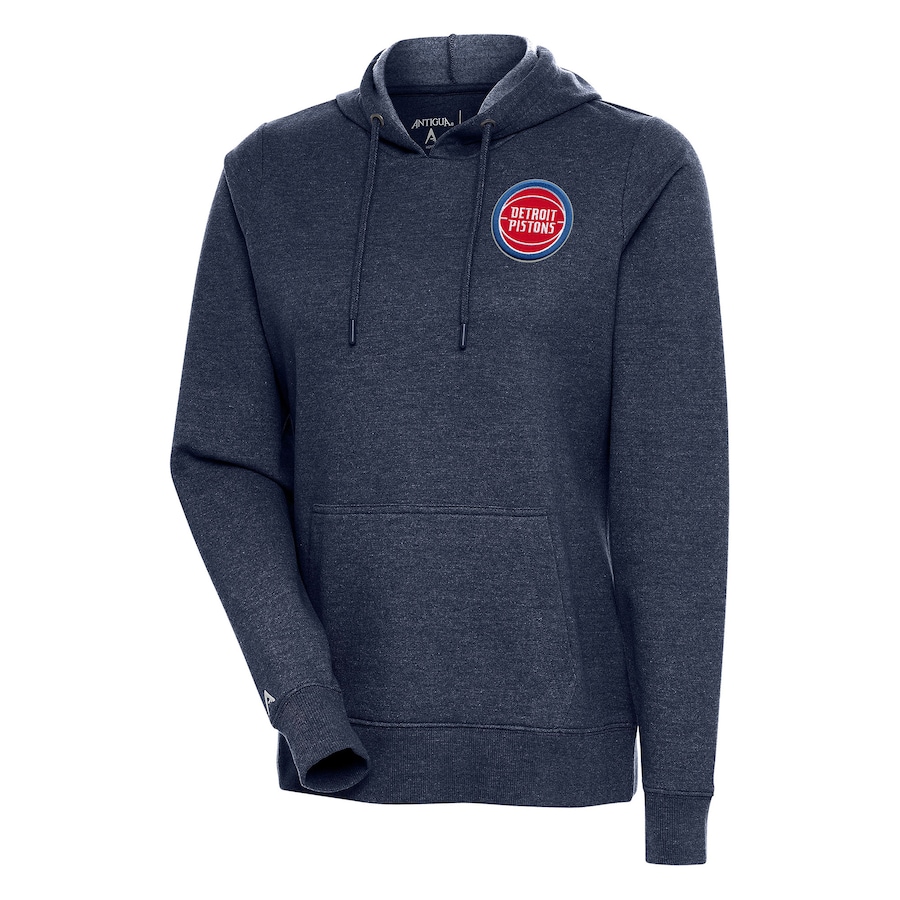 Women's Detroit Pistons Antigua Heather Navy Action Pullover Hoodie