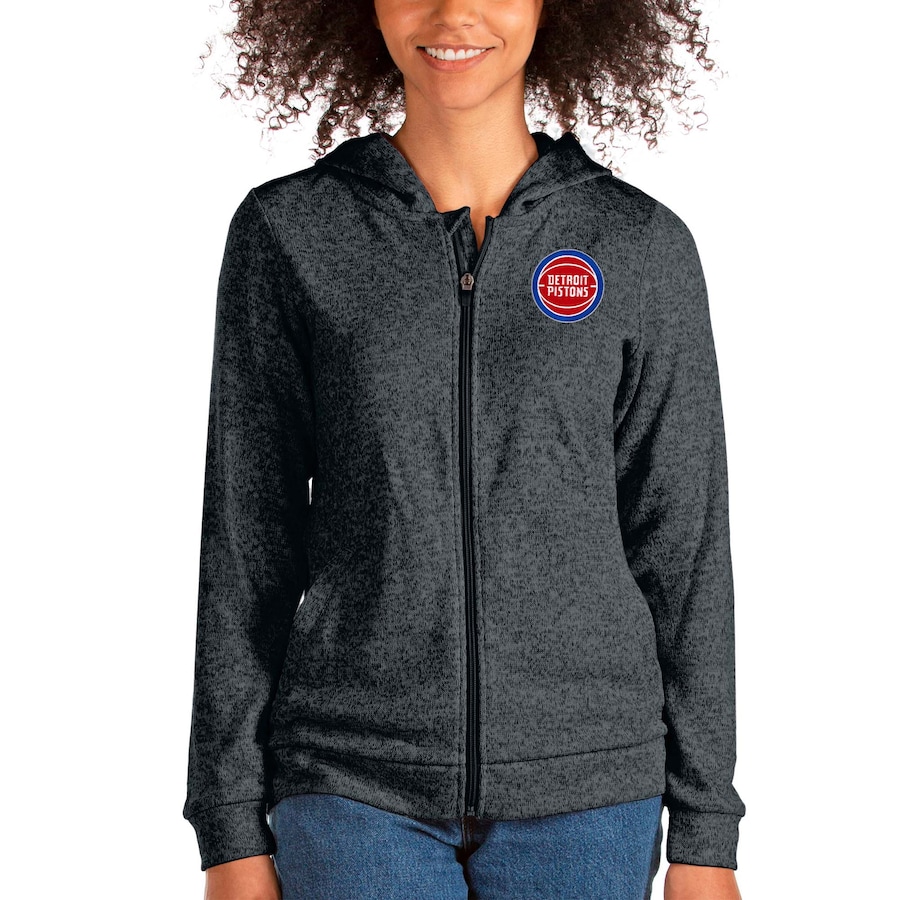 Women's Detroit Pistons Antigua Heathered Charcoal Absolute Full-Zip Hoodie Women's Detroit Pistons Antigua Heathered Charcoal Absolute Full-Zip Hoodie
