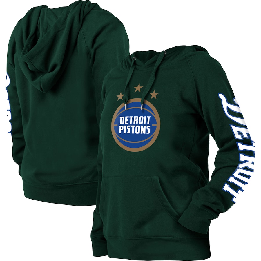 Women's Detroit Pistons New Era Green 2022/23 City Edition Raglan Pullover Hoodie Women's Detroit Pistons New Era Green 2022/23 City Edition Raglan Pullover Hoodie