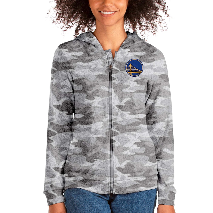 Women's Golden State Warriors Antigua Camo Absolute Full-Zip Hoodie Women's Golden State Warriors Antigua Camo Absolute Full-Zip Hoodie