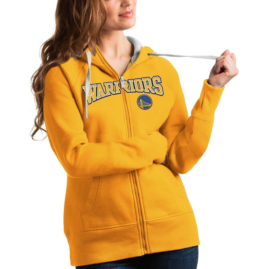 Women's Golden State Warriors Antigua Gold Team Victory Full-Zip Hoodie Women's Golden State Warriors Antigua Gold Team Victory Full-Zip Hoodie