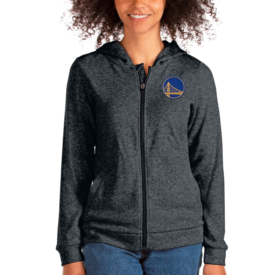 Women's Golden State Warriors Antigua Heathered Charcoal Absolute Full-Zip Hoodie Women's Golden State Warriors Antigua Heathered Charcoal Absolute Full-Zip Hoodie