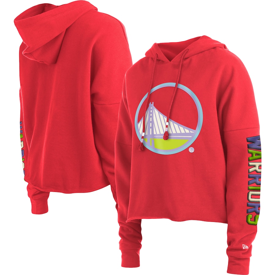 Women's Golden State Warriors New Era Red Color Pack Cropped Top Pullover Hoodie Women's Golden State Warriors New Era Red Color Pack Cropped Top Pullover Hoodie