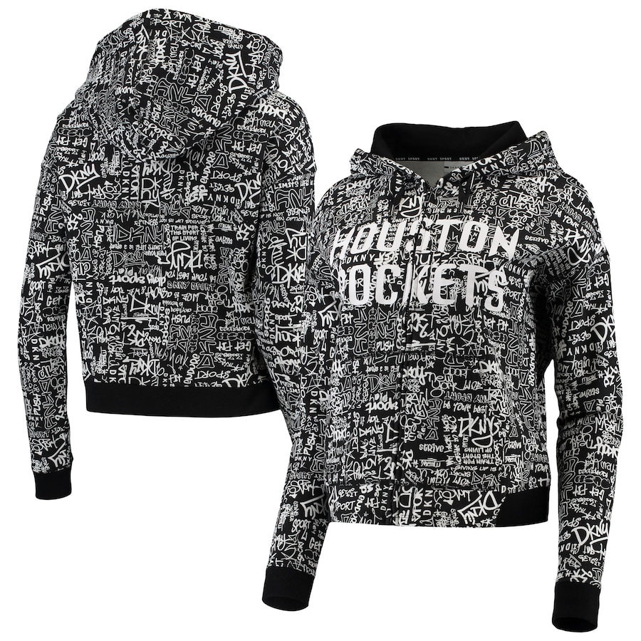 Women's Houston Rockets DKNY Sport Urban Black Full-Zip Hoodie Women's Houston Rockets DKNY Sport Urban Black Full-Zip Hoodie
