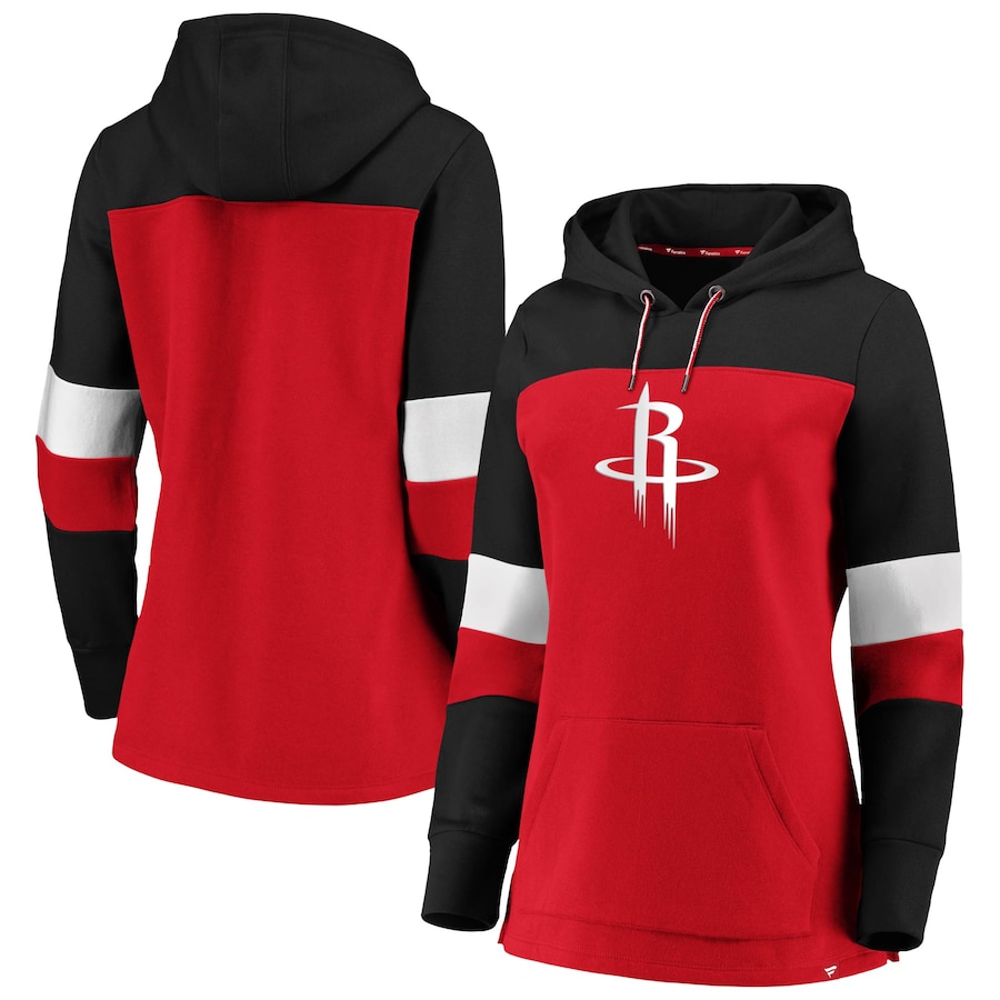Women's Houston Rockets Red/Black Iconic Heavy Block Pullover Hoodie