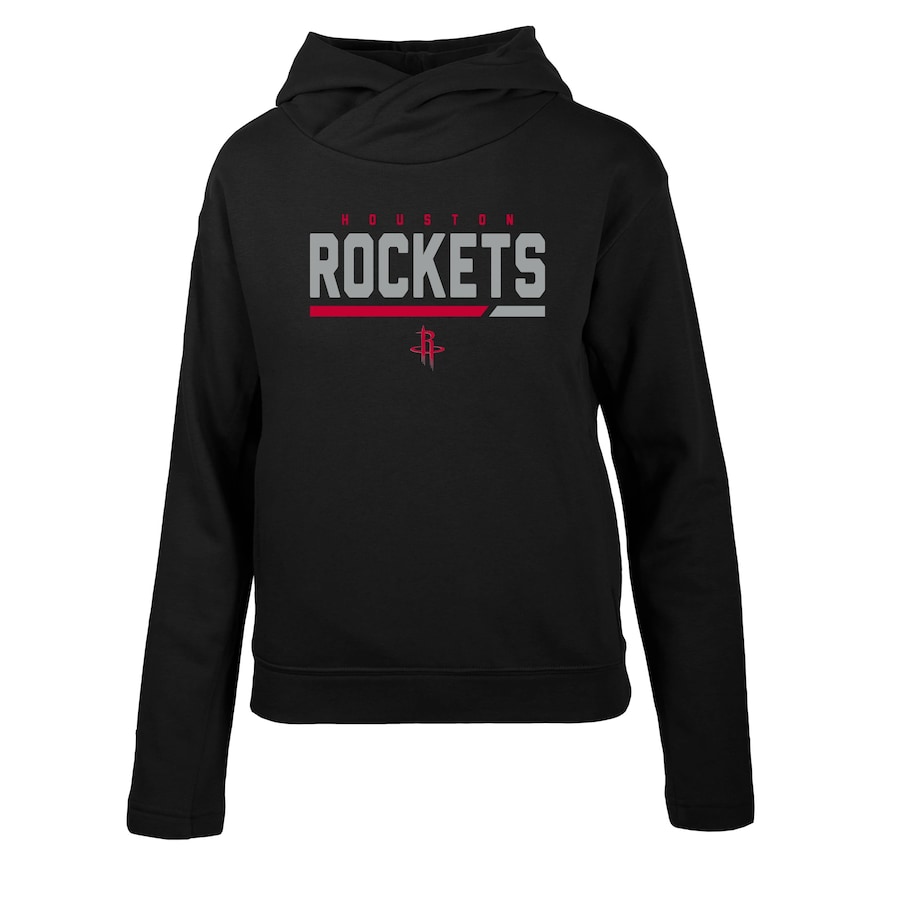 Women's Houston Rockets Levelwear Black Evian Cut Off Pullover Hoodie Women's Houston Rockets Levelwear Black Evian Cut Off Pullover Hoodie