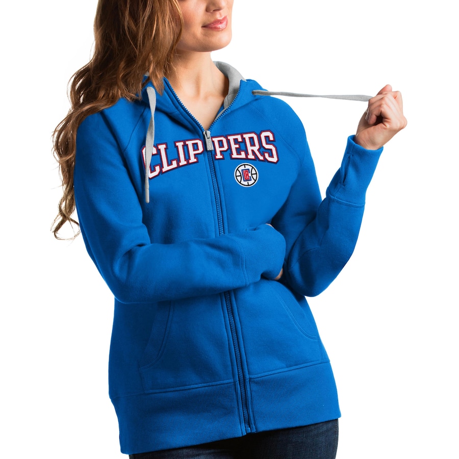 Women's LA Clippers Antigua Blue Team Victory Full-Zip Hoodie Women's LA Clippers Antigua Blue Team Victory Full-Zip Hoodie