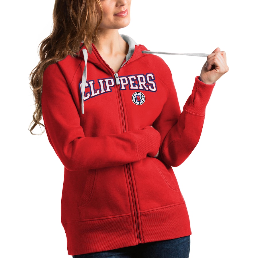 Women's LA Clippers Antigua Red Team Victory Full-Zip Hoodie