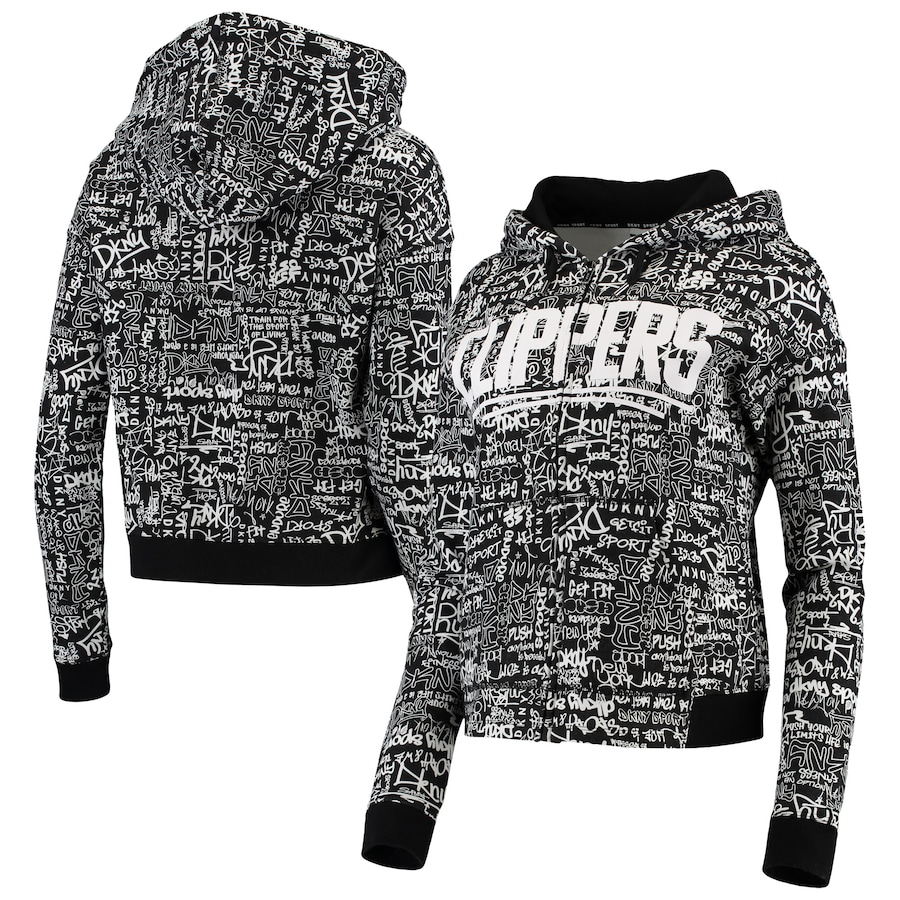 Women's LA Clippers DKNY Sport Urban Black Full-Zip Hoodie Women's LA Clippers DKNY Sport Urban Black Full-Zip Hoodie