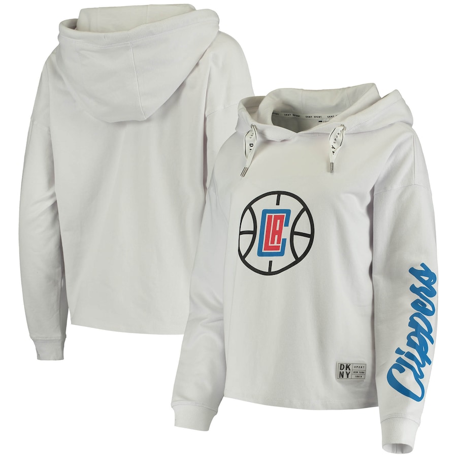 Women's LA Clippers DKNY Sport White Suzy Pullover Hoodie