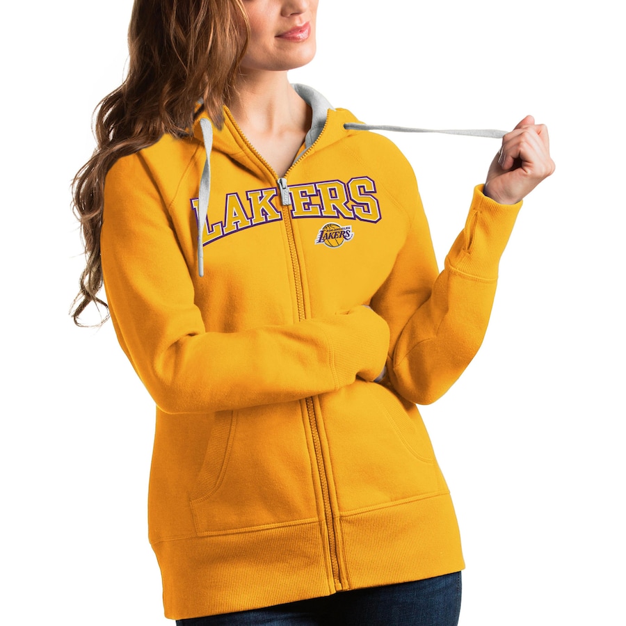 Women's Los Angeles Lakers Antigua Gold Team Victory Full-Zip Hoodie Women's Los Angeles Lakers Antigua Gold Team Victory Full-Zip Hoodie