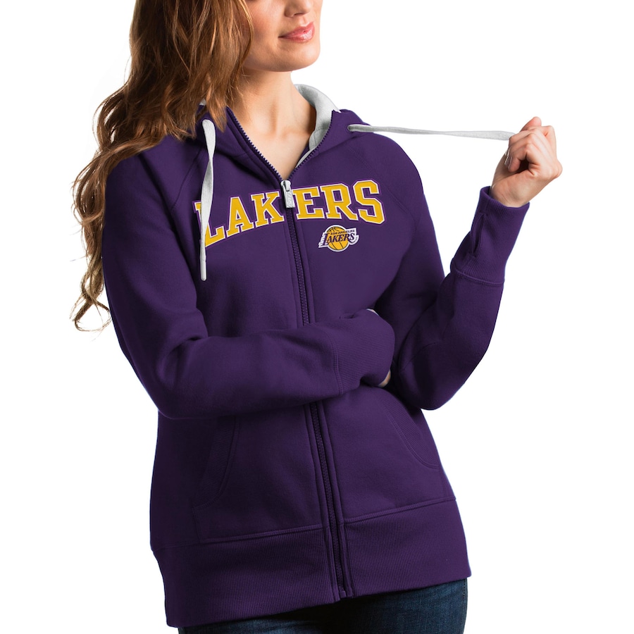 Women's Los Angeles Lakers Antigua Purple Team Victory Full-Zip Hoodie