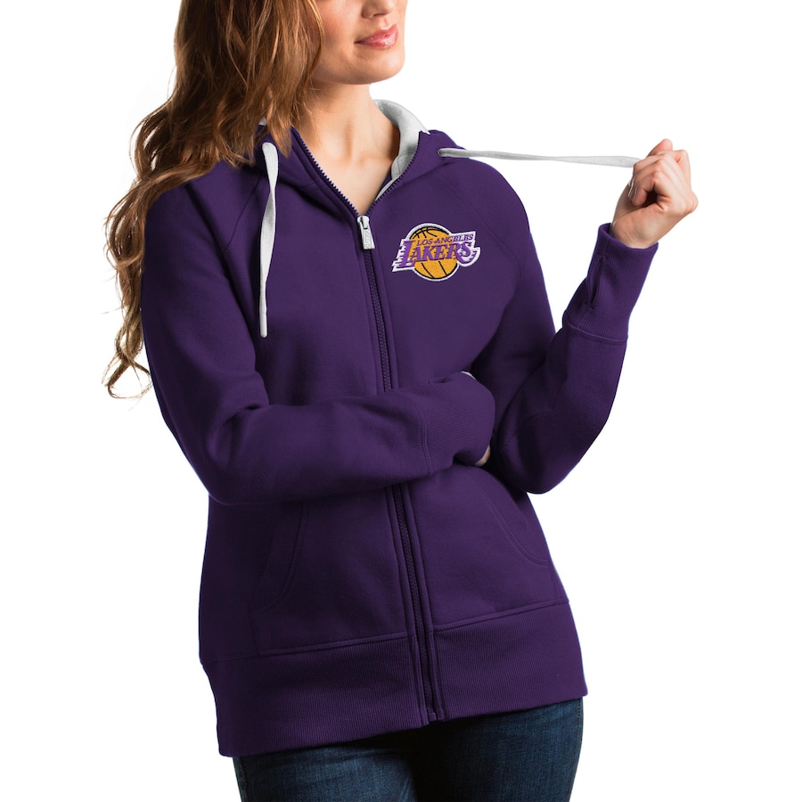 Women's Los Angeles Lakers Antigua Purple Victory Full-Zip Hoodie