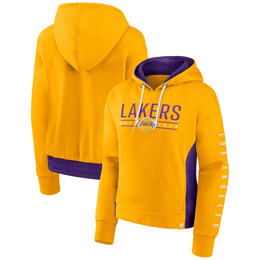 Women's Los Angeles Lakers Gold Iconic Halftime Colorblock Pullover Hoodie