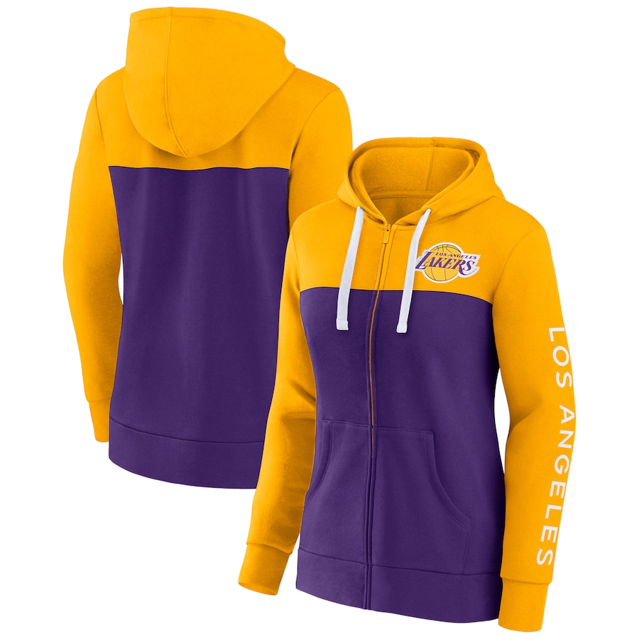 Women's Los Angeles Lakers Gold/Purple Take the Field Full-Zip Hoodie Women's Los Angeles Lakers Gold/Purple Take the Field Full-Zip Hoodie