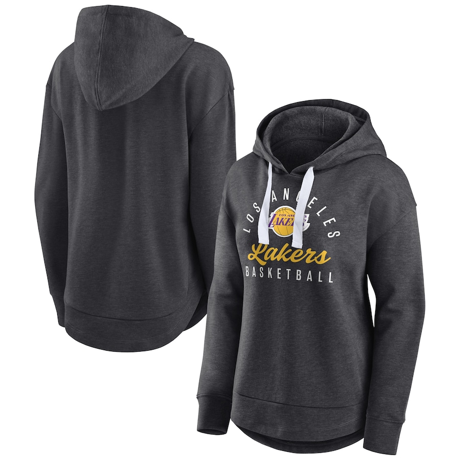 Women's Los Angeles Lakers Heather Charcoal Iconic Distribution Pullover Hoodie