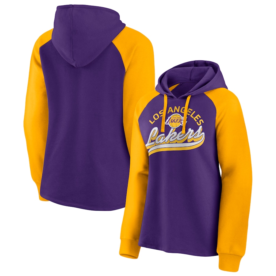 Women's Los Angeles Lakers Purple/Gold Record Holder Raglan Pullover Hoodie