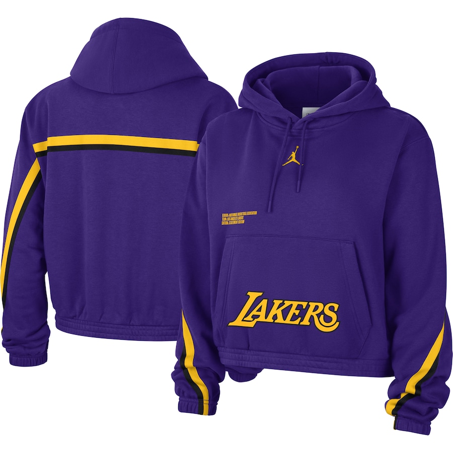 Women's Los Angeles Lakers Jordan Brand Purple Courtside Statement Edition Pullover Hoodie Women's Los Angeles Lakers Jordan Brand Purple Courtside Statement Edition Pullover Hoodie