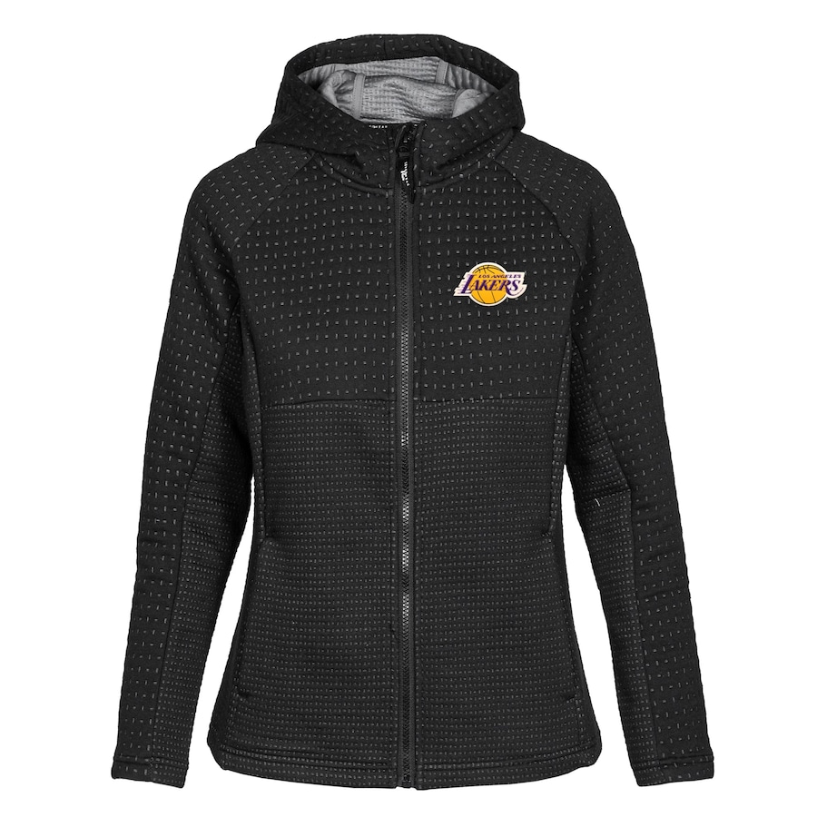 Women's Los Angeles Lakers Levelwear Black Solstice Insignia Core Full-Zip Hoodie