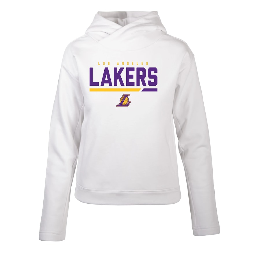 Women's Los Angeles Lakers Levelwear White Evian Cut Off Pullover Hoodie Women's Los Angeles Lakers Levelwear White Evian Cut Off Pullover Hoodie
